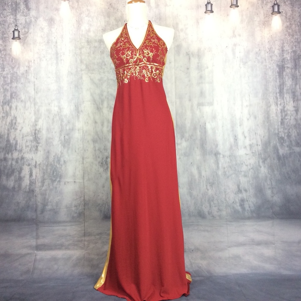 Handmade Red & Gold Halter Dress*Final Price*